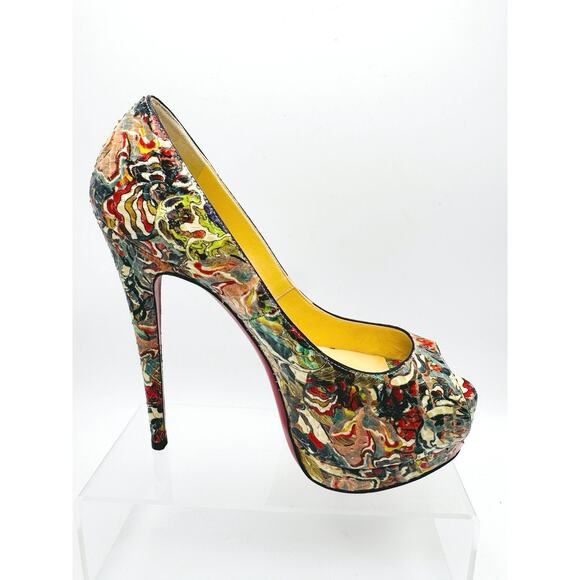 Christian Louboutin Multicolor 140 Palais Python Faience Lucido Pumps size 37 - Picture 1 of 11